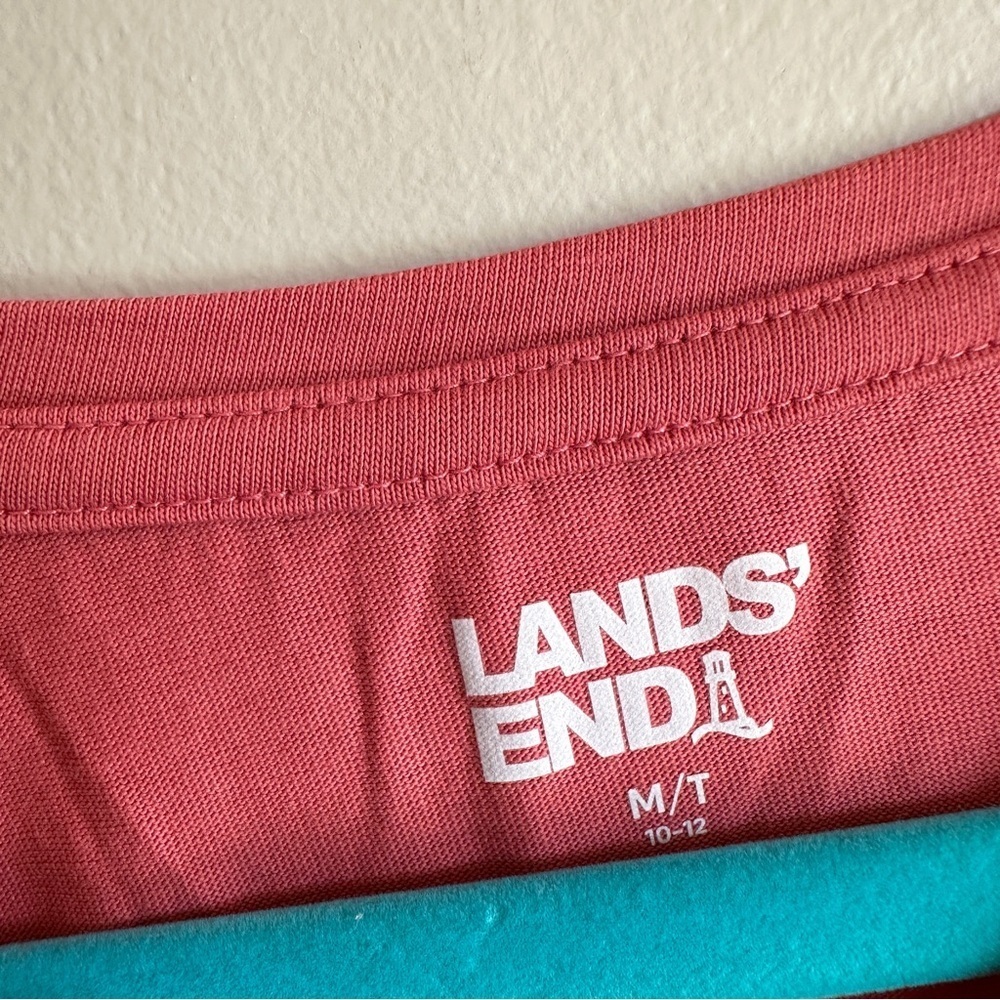 Land’s End Pink Salmon 100% Cotton Medium Tall 3/4 Sleeve T-Shirt - Picture 2 of 10